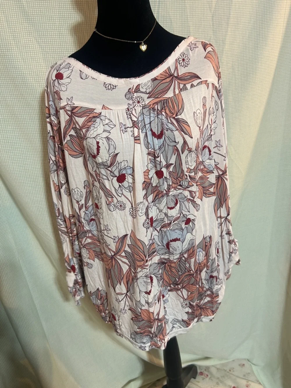 Free People Floral Scoop Neck Womens Top - Blush/Pink-Like New large